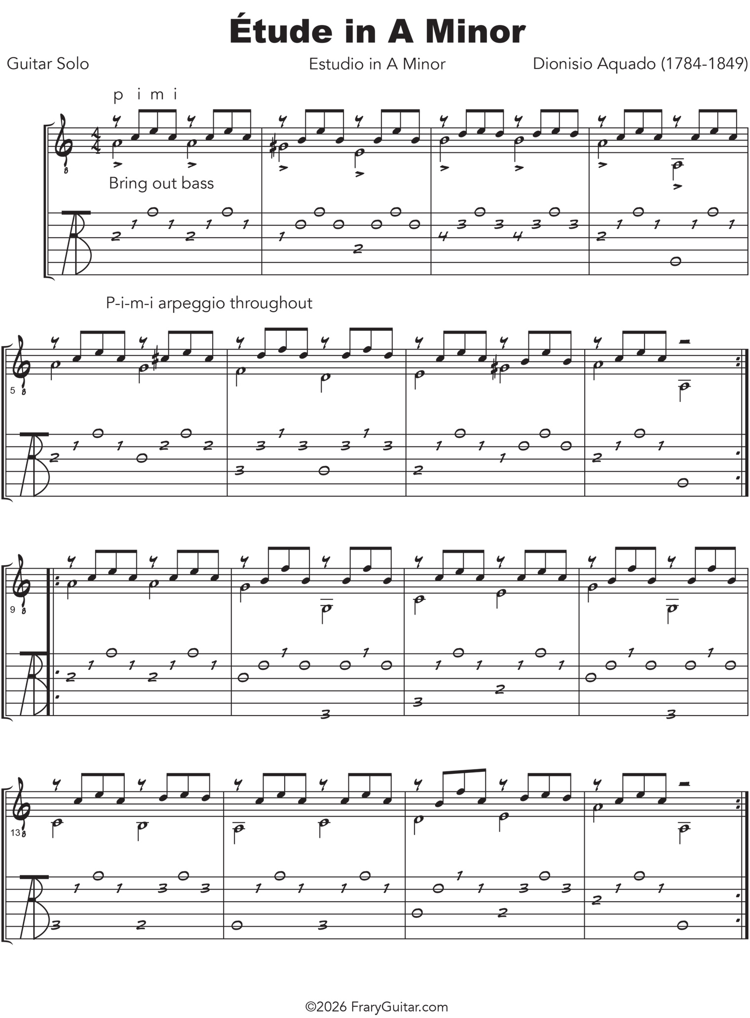 Aquado, Estudio in A Minor 