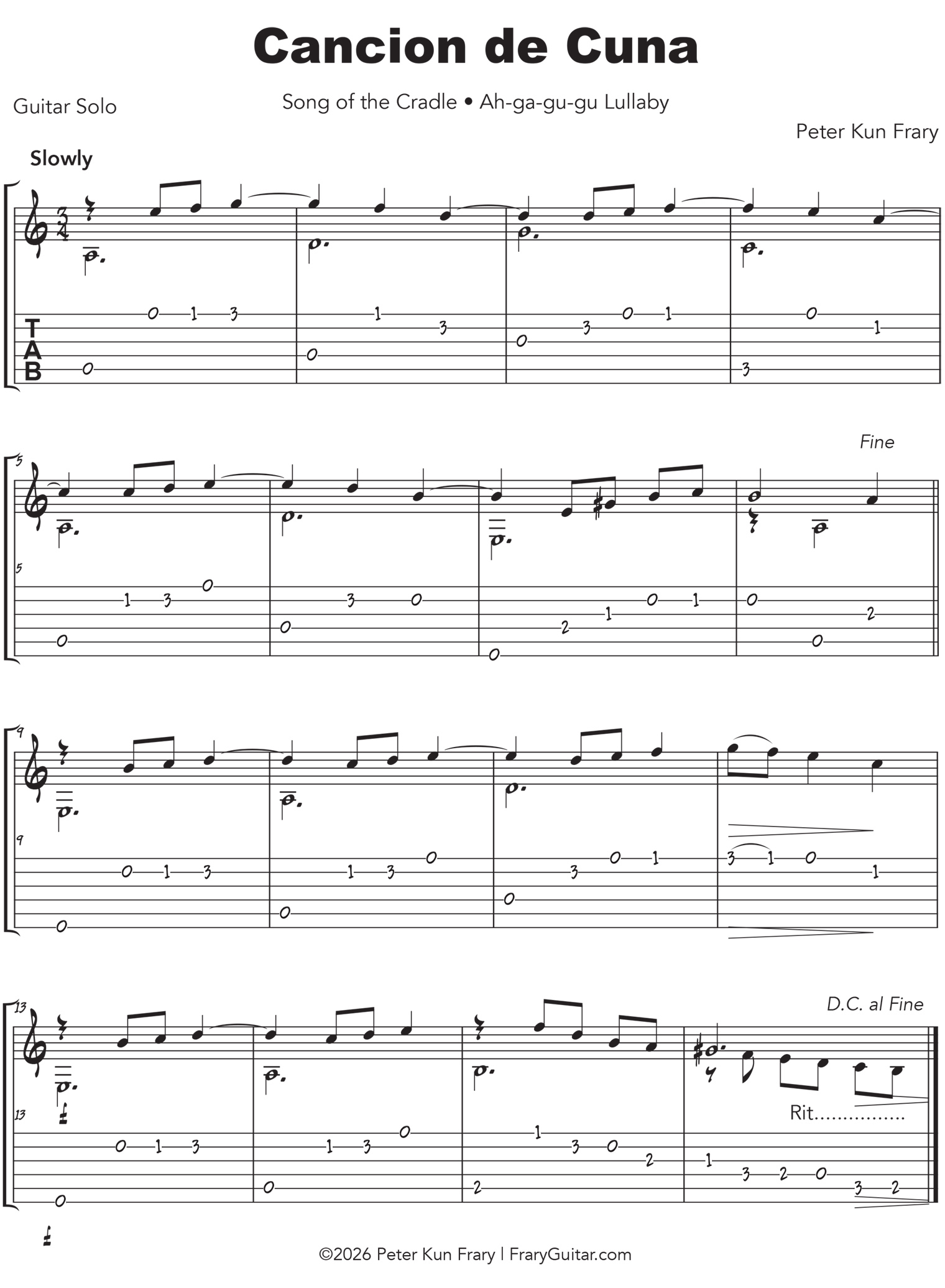 Cancion_de_Cuna_GTR_tab_easy