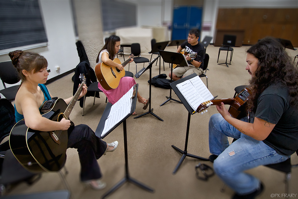 In the Groove | Students rehearsing in MUS 121D, Guitar 1 | Peter Kun Frary