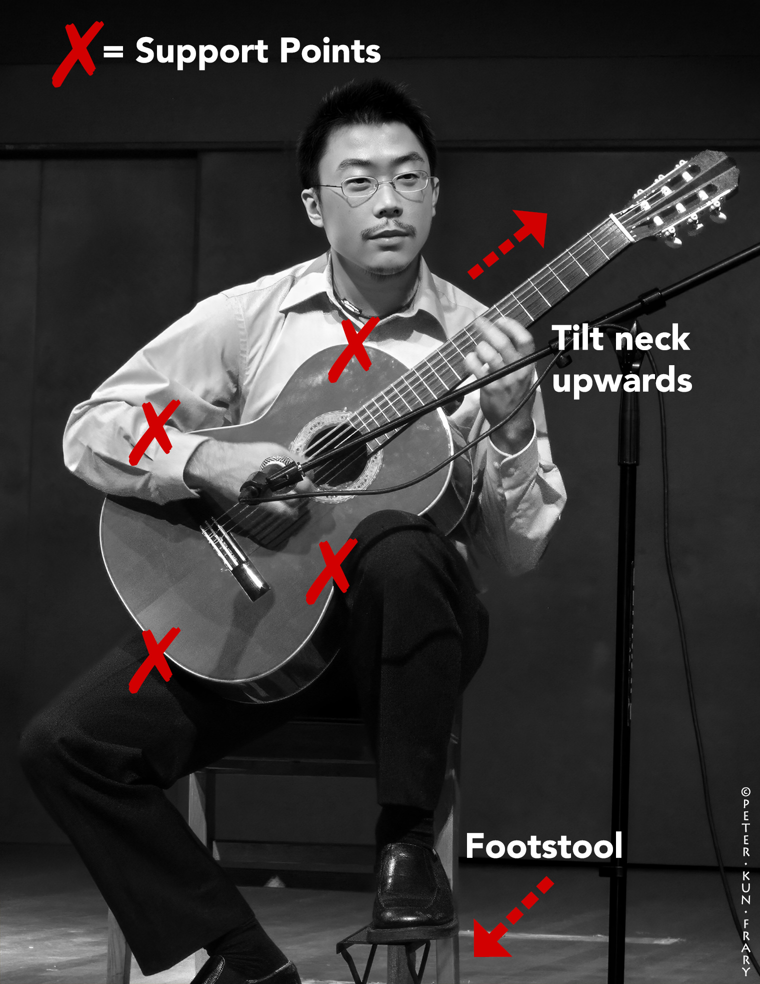 Classical Position | Traditonal sitting position with footstool.