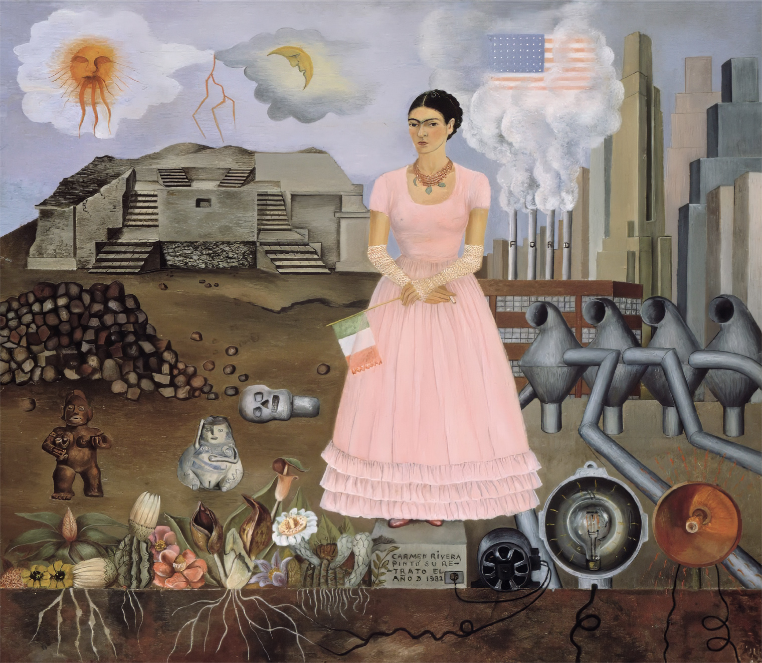 Frida Kahlo 1932 | Self-portrait on the Borderline between Mexico and the United States | Detroit Institute of Arts