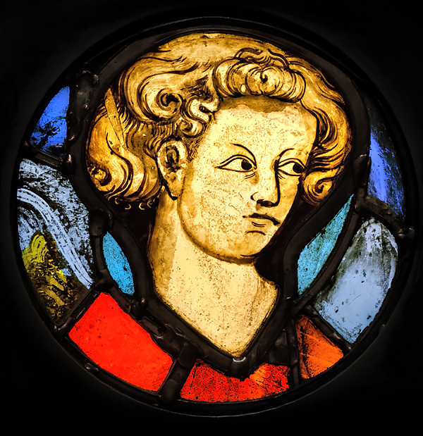 Young Man | Stained glass, Anon., c. 1320-30, France or Low Countries | J. Paul Getty Museum