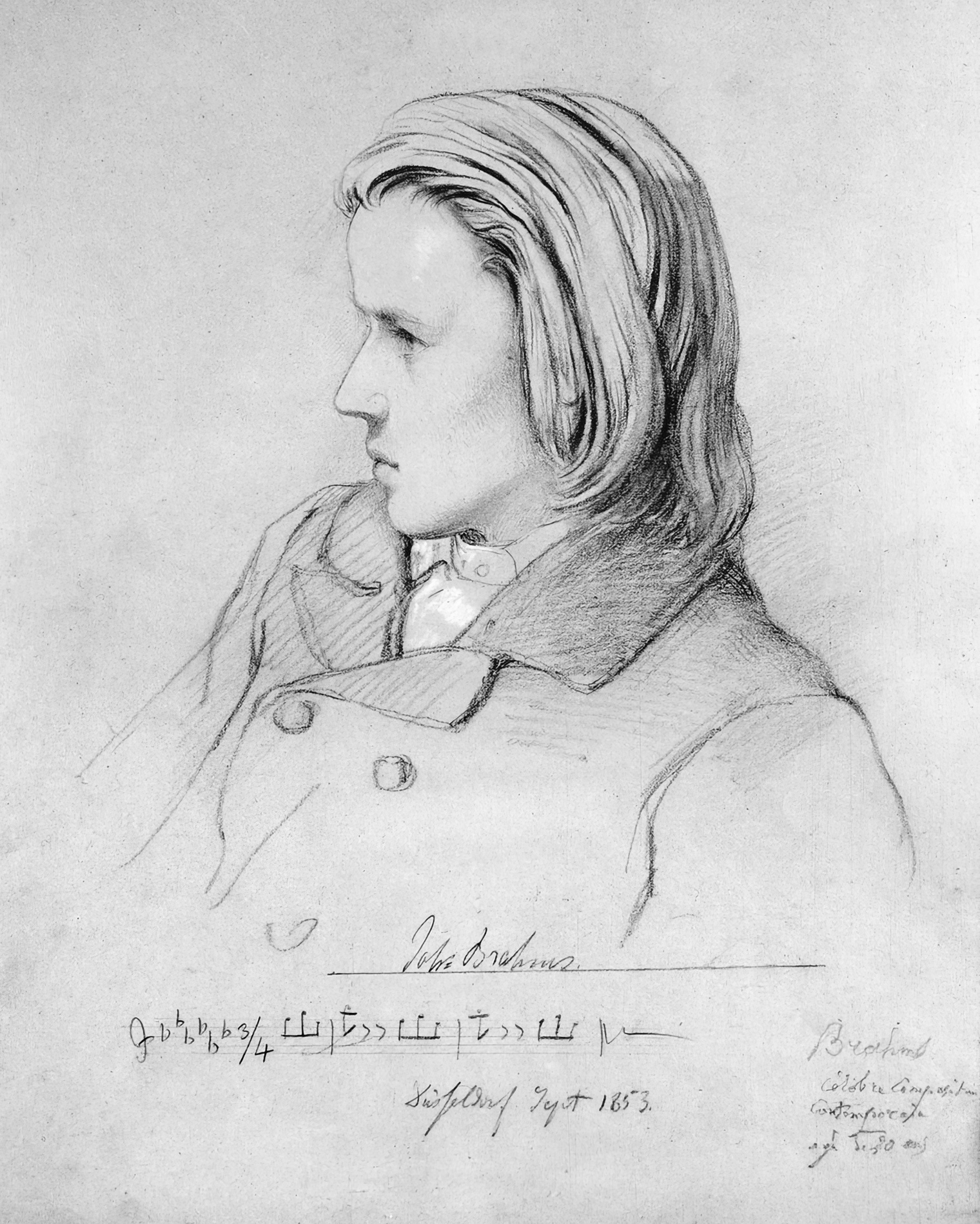 Brahms at 20 years old (1853) | Pencil drawing of Johannes Brahms by Jean Joseph Bonaventure Laurens (1801-90). | Bibliotheque Inguimbertine