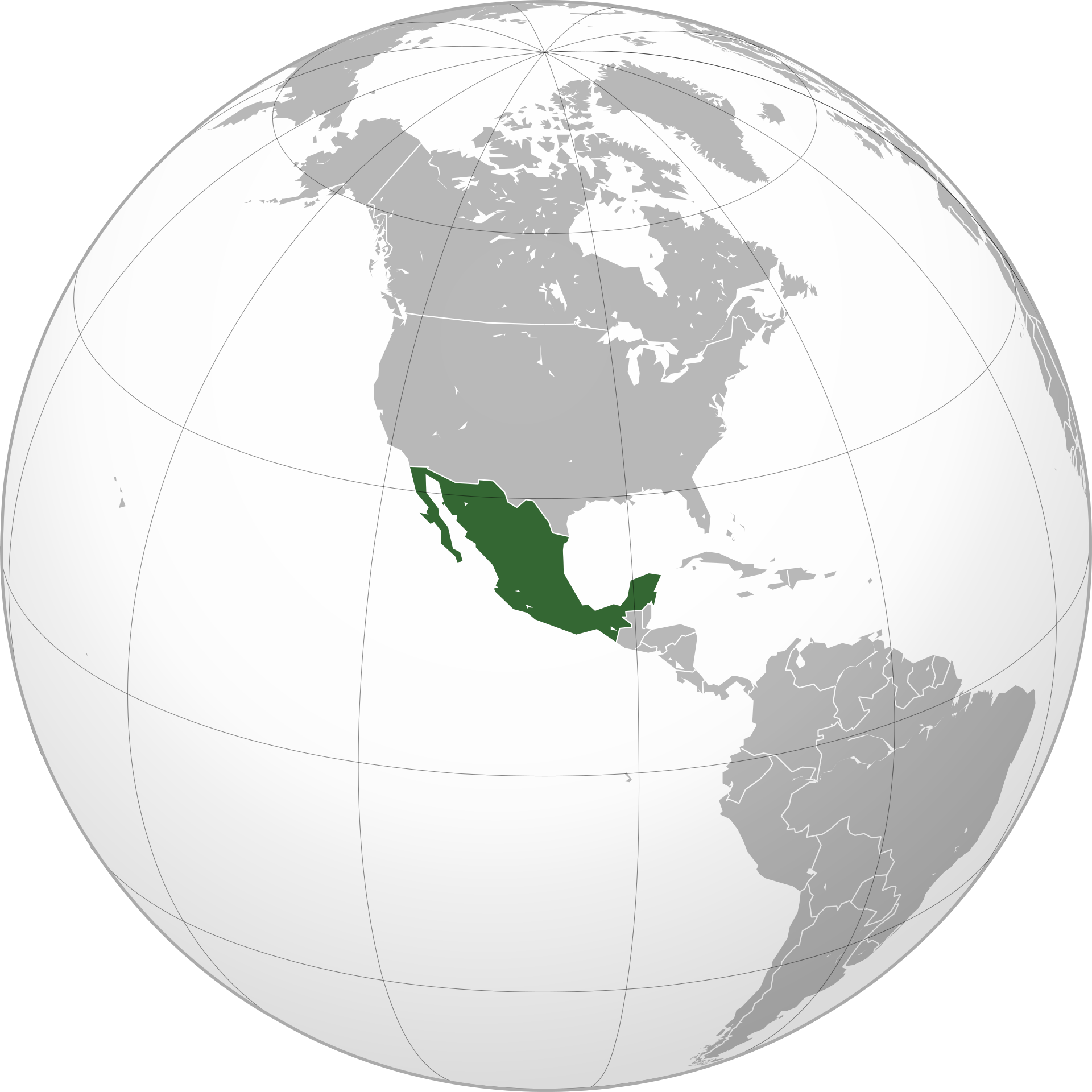 México | México (green) is located in Central America and adjacent to the United States | Wikimedia Commons
