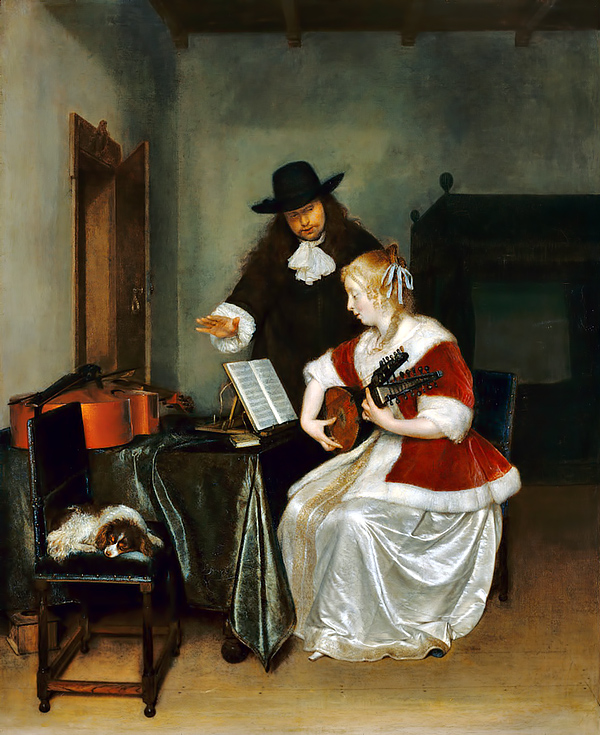 The Music Lesson | Gerard ter Borch (1617-81) | Music lessons were in demand among the middle class and nobility during the Baroque. | J. Paul Getty Museum 